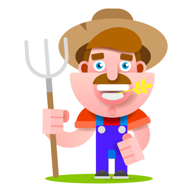 有趣的农民性格。孤立的。矢量插图上的白色背景图片下载