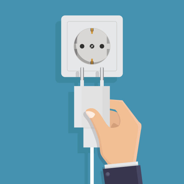 智能手机充电器上的蓝色背景，平面设计矢量插图图片下载