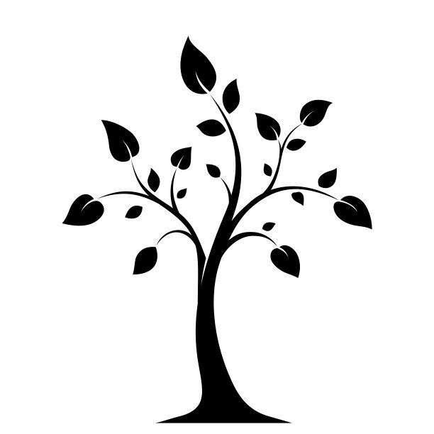 一棵树的黑色剪影。矢量插图。图片下载