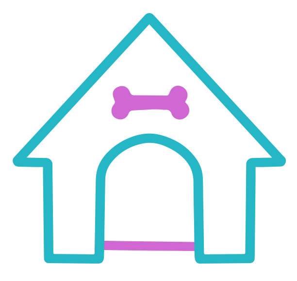 简单的矢量图标的狗屋与骨头的门图片下载