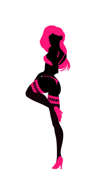 性感的女人剪影在内衣，俱乐部滑戏演员，舞者，脱衣舞娘，跳戈的女孩，矢量插图图片下载