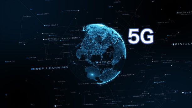5G和AI技术，全球通信网络概念。素材图片