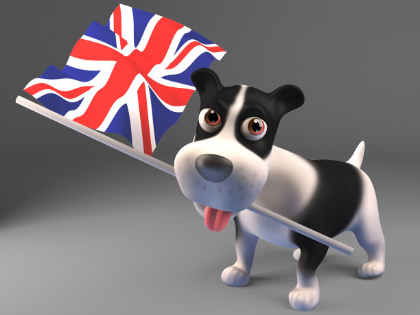 卡通3d小狗携带英国国旗图片下载