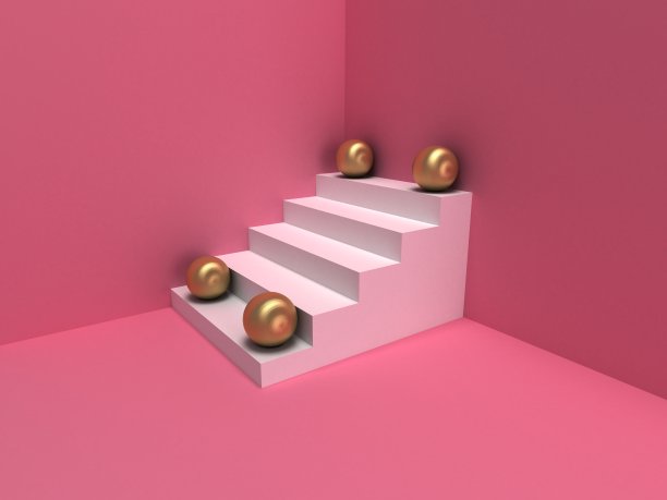 粉红色的墙，楼梯，几何形状图片下载