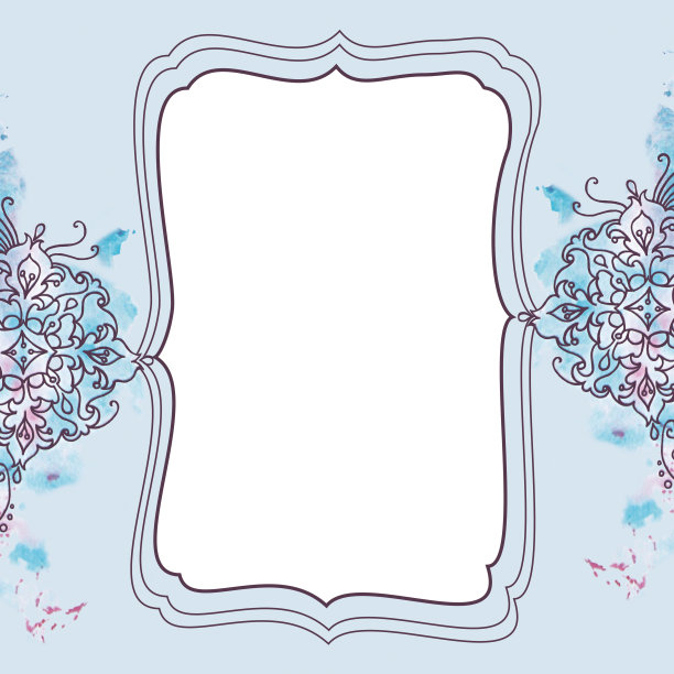 方形框架与冬季蓝色霜冻圣诞图案图片下载