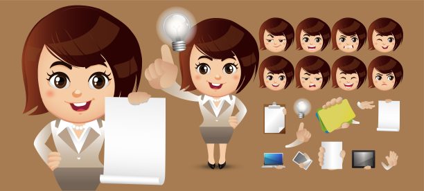 商务人士穿着办公室风格的服装。构建您的个人设计库存向量图片下载