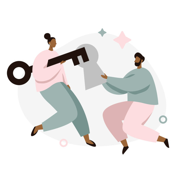 商务人员一起工作，打开新的解决方案。用钥匙和钥匙孔制作溶液的概念图。图片下载