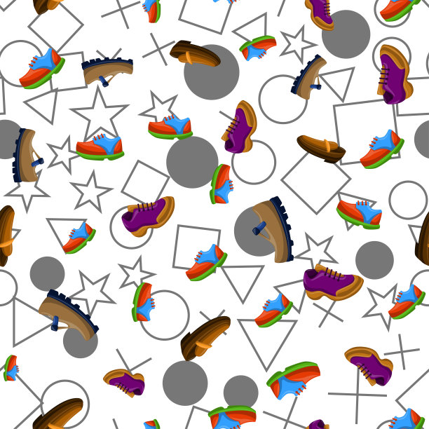 鞋平面颜色背景无缝模式图片下载