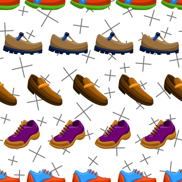 鞋平面颜色背景无缝模式图片下载