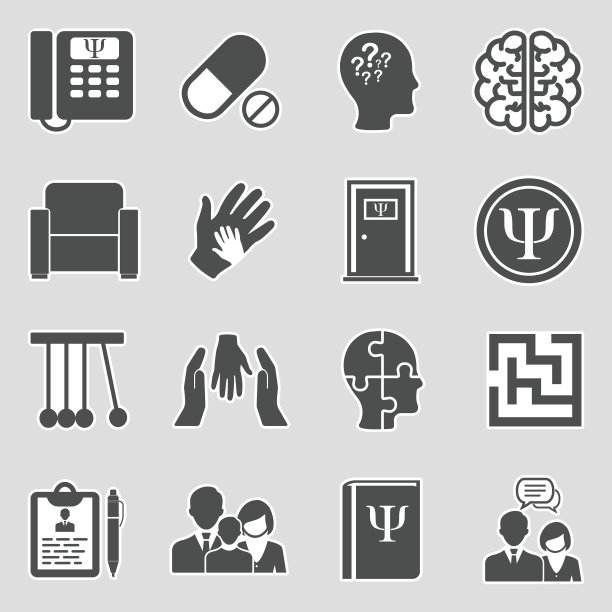 心理学图标贴纸设计矢量插画图片下载