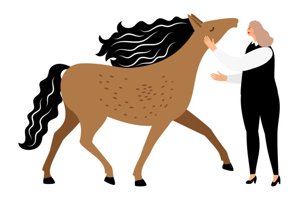 女人和马被孤立图片下载