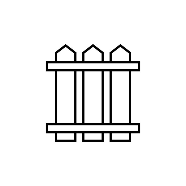 栅栏图标。简单的轮廓栅栏矢量图标。白色背景。图片下载