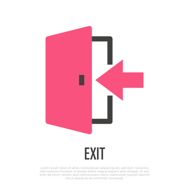 退出的迹象。用箭打开门。矢量插图。图片下载