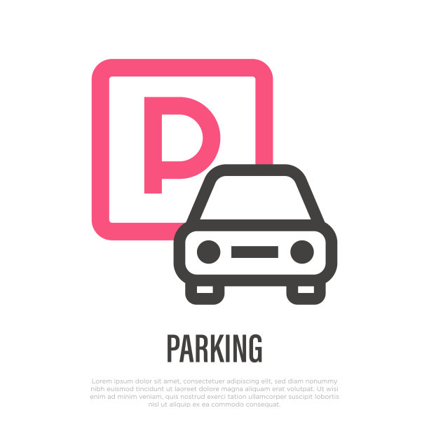 停车公共标志。细线图标。矢量插图。图片下载