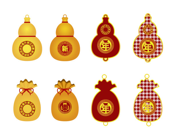 中国新年装饰设置在白色背景图片下载