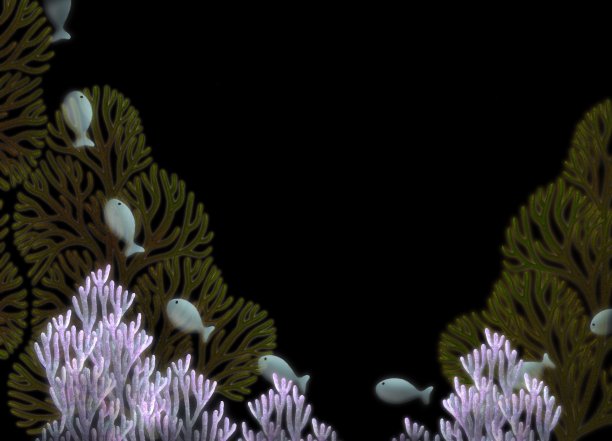 幻想的海洋与彩色珊瑚在黑色的背景插图图片下载