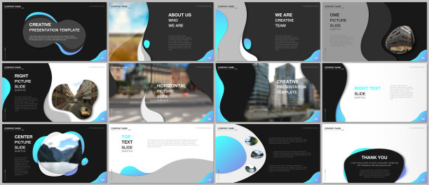 最小的展示设计，组合矢量模板与流体彩色时尚梯度几何形状。多用途模板演示幻灯片，传单传单，小册子封面，报告。图片下载