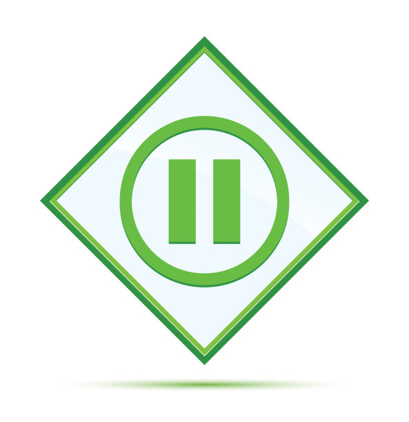 暂停图标现代抽象绿色钻石按钮图片下载