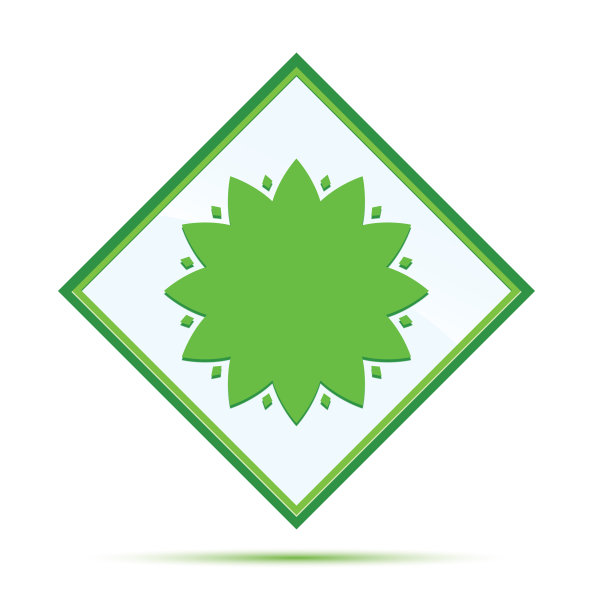 叶花图标现代抽象绿色钻石按钮图片下载
