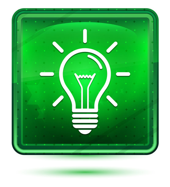 霓虹灯图标，绿色方块按钮图片下载