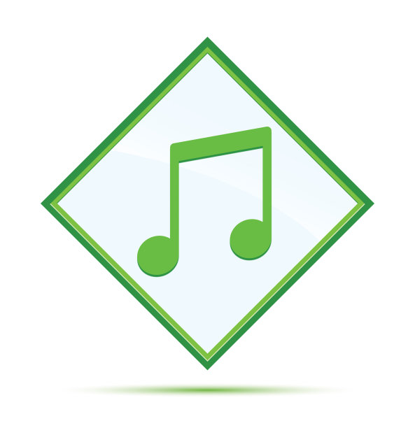 音乐音符图标现代抽象绿色钻石按钮图片下载