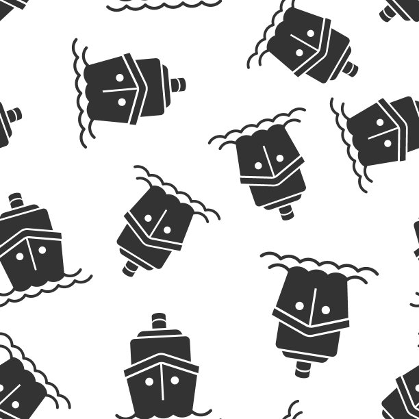 船舶巡航标志图标无缝图案背景。货船矢量插图在白色孤立的背景。船的业务概念。图片下载