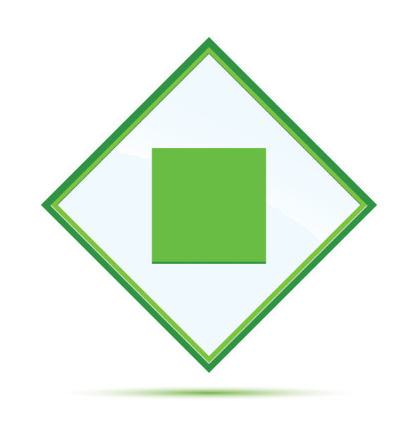 停止播放图标现代抽象绿色钻石按钮图片下载