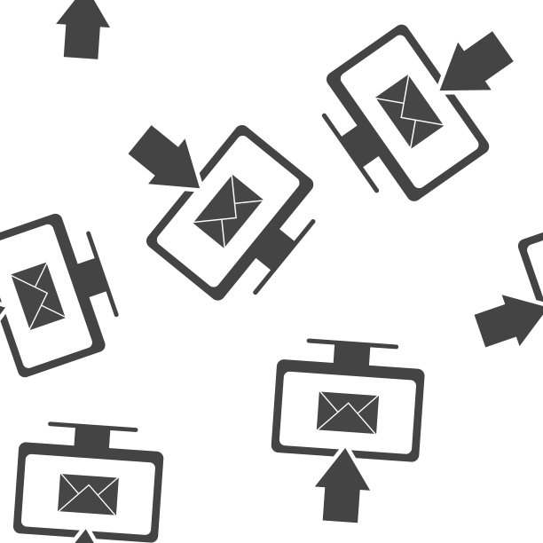 矢量插图的现代计算机显示器与箭头和信息。显示器屏幕无缝模式上的白色背景。图片下载