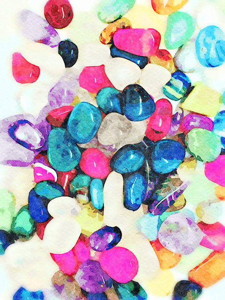 水彩水晶宝石插图图片下载