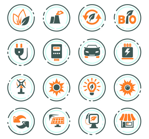 替代能源图标套装图片下载
