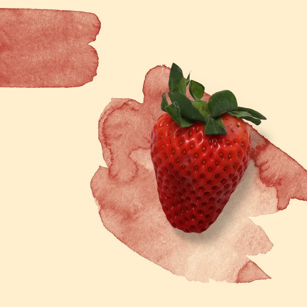 红草莓俯视图上的水彩splas图片下载