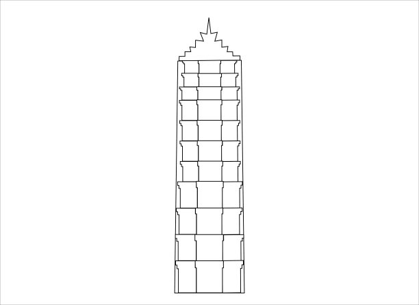 现代城市建筑黑白矢量插图图片下载
