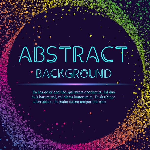 动态抽象散射粒子背景制成彩色霓虹灯斑点。矢量插图。图片下载