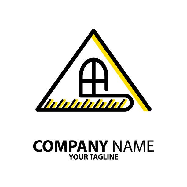 屋顶线条标志设计为公司或企业行业，印刷各种线上线下，推广广告和营销。可以用于登陆页，模板，网页，手机应用，海报，网站图片下载