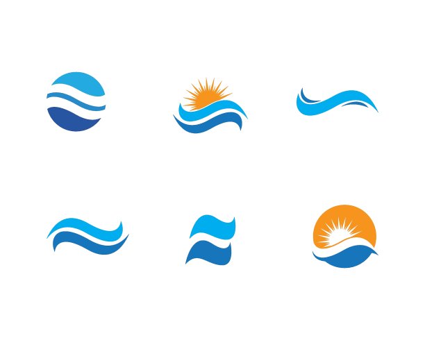 水波符号和图标模板图片下载