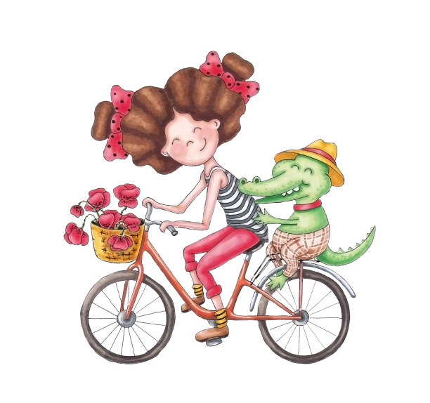 女孩拿着一只鳄鱼图片下载