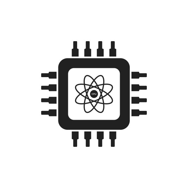 CPU处理器模板图标隔离在白色背景。计算机或网络技术。图片下载
