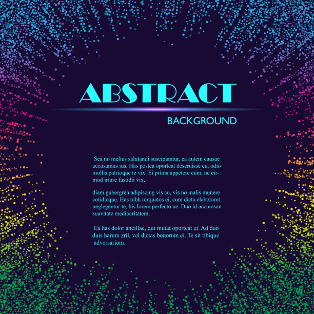 动态抽象散射粒子背景制成彩色霓虹灯斑点。矢量插图。图片下载