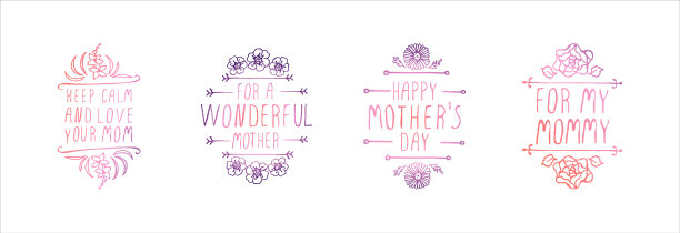 母亲节快乐手绘标志在白色的背景图片下载
