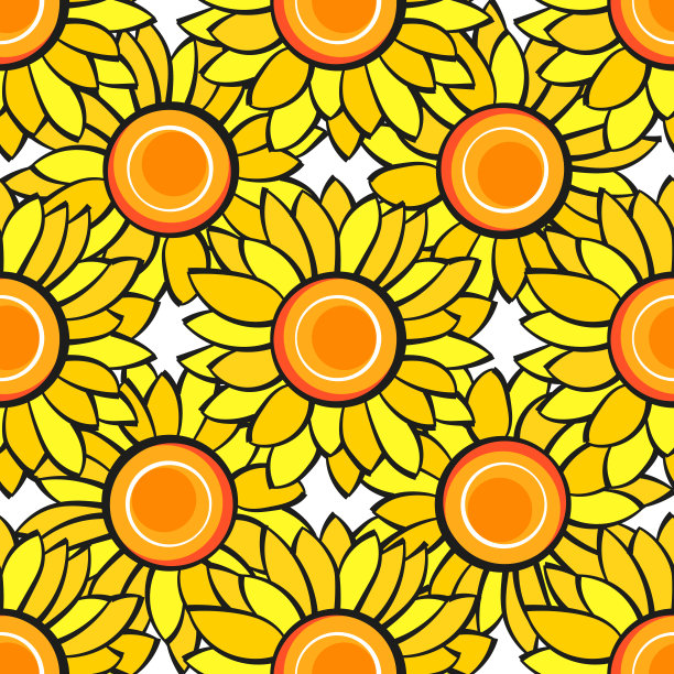向日葵向量花卉无缝模式为您的设计图片下载
