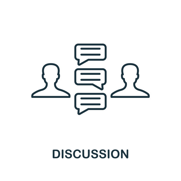 讨论大纲图标。细线概念元素来自业务管理图标集合。创意讨论图标的移动应用程序和网络使用图片下载