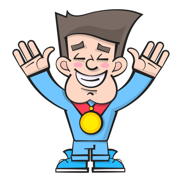 运动员冠军领奖台。卡通获奖运动员与奖牌基座。向量图片下载