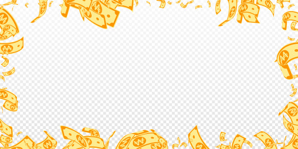 韩圆钞票下跌。凌乱的韩元账单上的trans图片下载