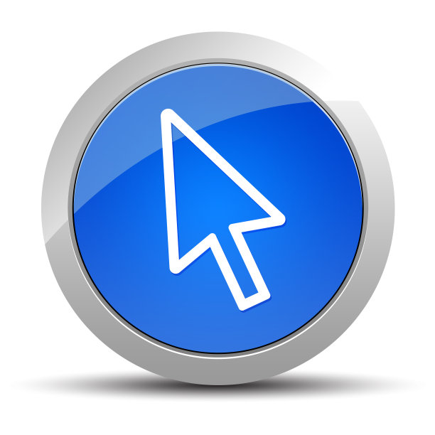 光标图标蓝色圆形按钮说明图片下载