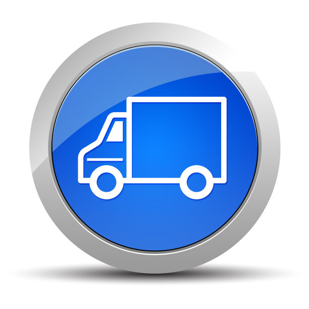 送货卡车图标蓝色圆形按钮插图图片下载