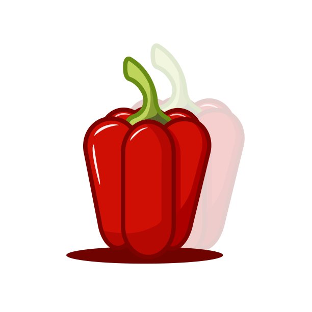 新鲜红辣椒蔬菜隔离图标。农贸市场用辣椒，素食沙拉配方设计。平面风格的矢量插图图片下载