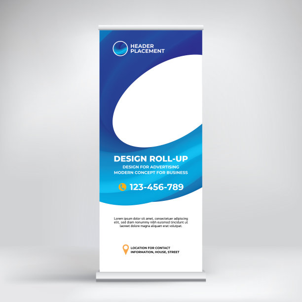 设计横幅与一个美丽的体积梯度。滚动横幅会议，研讨会，展览，创意背景放置的照片和文字。图片下载