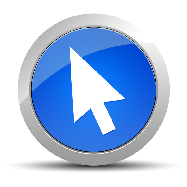 光标图标蓝色圆形按钮说明图片下载