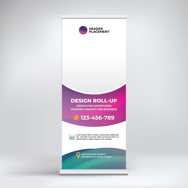 设计横幅与一个美丽的体积梯度。滚动横幅会议，研讨会，展览，创意背景放置的照片和文字。图片下载