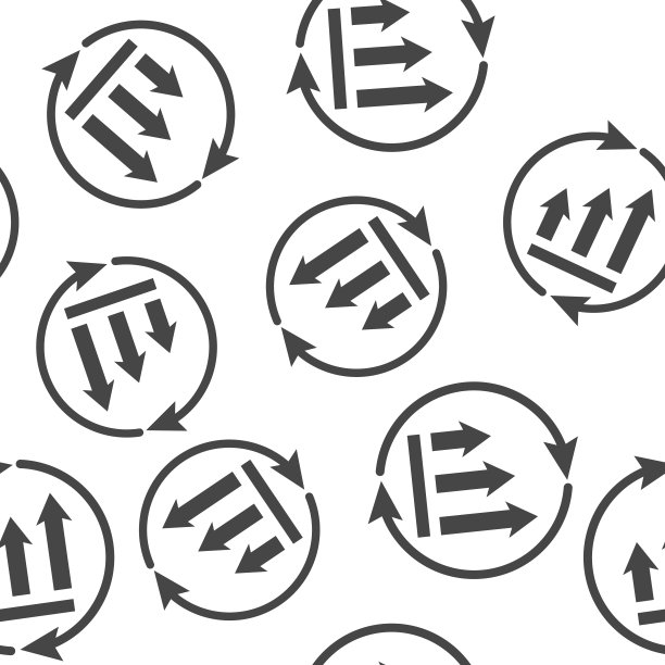 生长图，箭头在一个圆。矢量业务图标在白色背景上安排无缝模式。图片下载